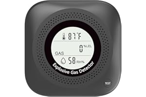 LEAKBEE Natural Gas Detector, Y302 Pro 3 in 1 Plug-in Combustible Gas Leak Detector Monitor(Gas, Temperature and Humidity Display) for LNG,LPG,Methane, in Kitchen,Propane Gas Detector for Home(1Pack Black)