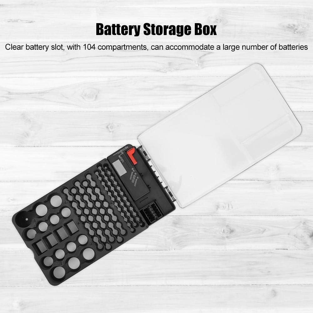 104 Grids Portable Battery Organizer, Battery Storage Box, Carrying