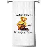 LEVLO Funny Retro Housewives Kitchen Towel Vintage 50s Housewife Gift I've Got Friends in Hungry Places Housewife Housewarming Gift (I've Got Friends Towel)