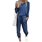 Ekouaer Pajamas Set Long Sleeve Pj Sets 2 Piece Jogger Pajama Sets Soft Sleepwear Loungewear for Women