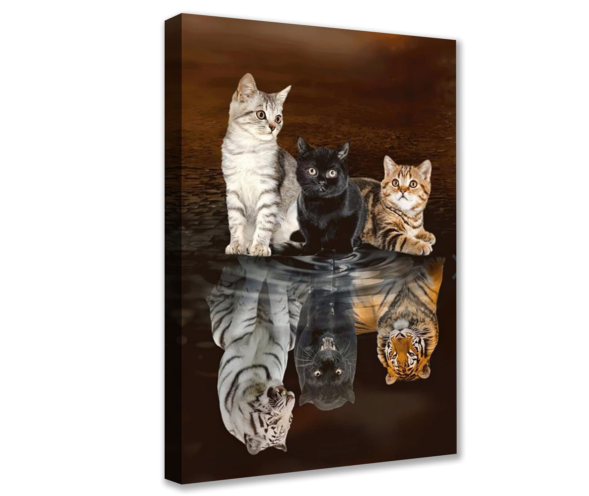 Mindset is Everything Cat Body Tiger Picture Mindset Motivational Entrepreneur Positive Quotes Canvas Wall Art Entrepreneur for Office Classroom Living Room Home Decor Ready to Hang16''Wx24''H