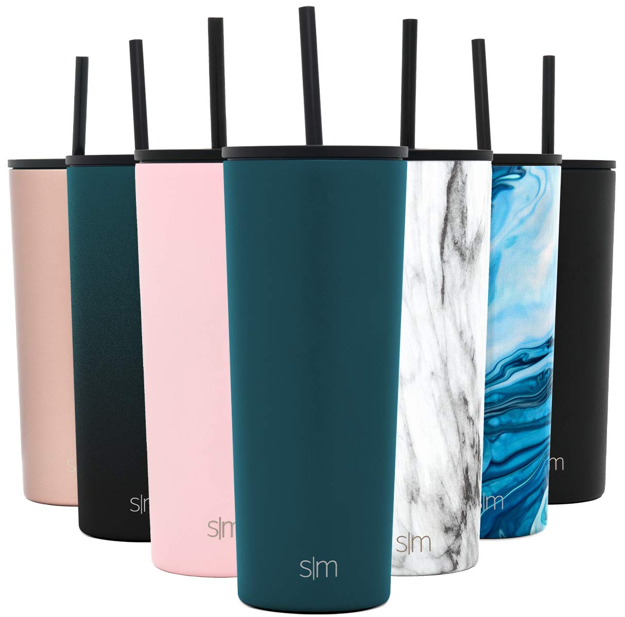 Simple Modern Insulated Tumbler with Lid and Straw | Iced Coffee Cup Reusable Stainless Steel Water Bottle Travel Mug | Gifts for Women Men Her Him | Classic Collection | 24oz | Riptide Image