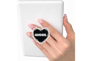 GOOF Girl Phone Grip, Black Heart for Kindle E-Readers and Smartphones, Foldable and Rotating Kindle Charm, A Gift for Book L
