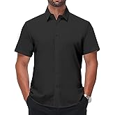BEILU Men's Stain Shield Short Sleeve Slim Fit Formal Dress Shirts Business Casual Button Down Shirts