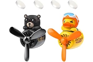 DUHKHAS 2 Pieces Car Air Fresheners, Cute Bear Pilot Car Diffuser, Propeller Air Outlet Vent Fresheners, Car Perfume Suitable for Car Interior Decoration (Bear+Duck)