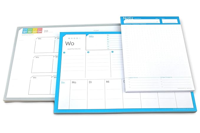 weekview Planungsblöcke Set 1 | Notizblock + weekPad + 3-Monats-Block | Die einfache Art während dem Notieren zu organisieren