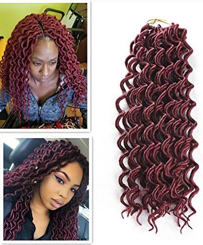 Deep Wavy Faux Locs 18 inch Goddess Crochet Hair Braid Extension Kanekalon Braiding Hair (18 inch, BUG)