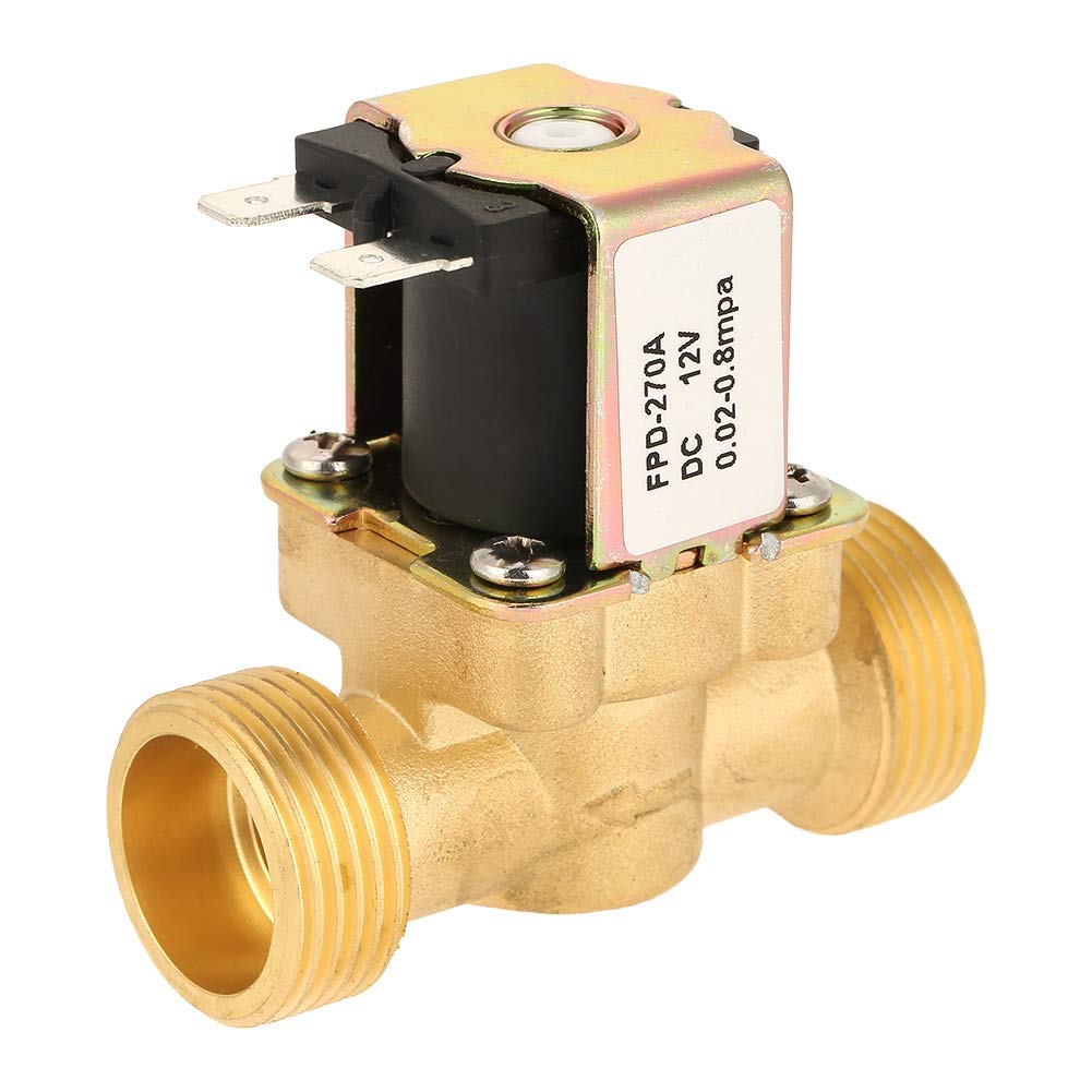 Aramox 12V Solenoid Valve Normally Closed,G3/4 Normal Closed Brass Electric Solenoid Valve Suitable for Use with Pipelines in Water Applications