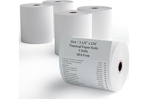 MULTILABEL (5 Rolls) 3 1/8" x 230' Thermal Receipt Rolls, Cash Register POS Thermal Paper Rolls, Credit Card Paper Rolls Thermal 3 1/8 in x 230 ft.