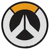 JINX Overwatch Logo Embroidered Iron-on Patch, Black/Gold, 3.5