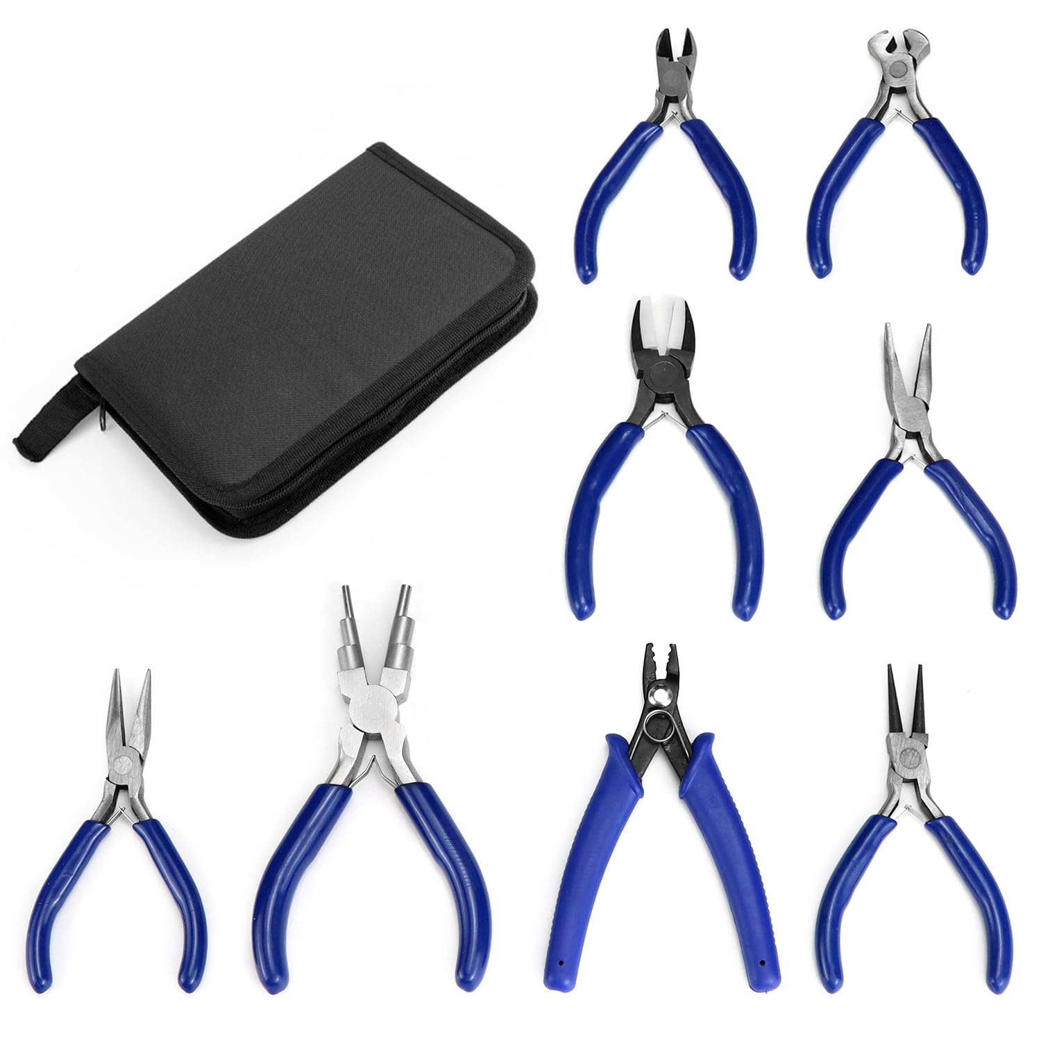 QWORK® Jewelry Pliers Set, 8pcs Micro Jewelry Making Tools Kit with Zipper Storage Bag for Jewelry Making Supplies and Repairs