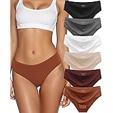 Kiqnsam Seamless Underwear for Women No Show Hipster Bikini Panties Low Rise Cheeky Breathable Soft Invisible Briefs 6 Pack
