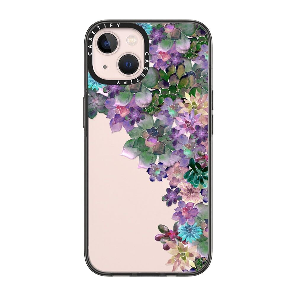 CASETiFY Compact iPhone 13 Case [2X Military Grade Drop Tested / 4ft Drop Protection] - MY SUCCULENT GARDEN - Clear Black — image 1