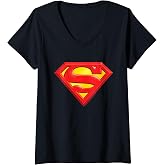 Womens Superman Classic Logo V-Neck T-Shirt