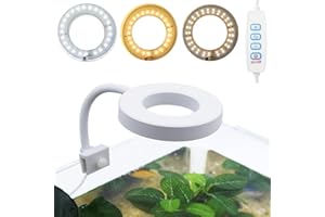 PUEUTU Upgraded Aquarium Light Clip On Fish Tank LED Light Small USB Light Dimmer Multi-Color White+Warm Yellow+Yellow 1 to 5 Gal (Adapter NOT Included, No Timer)