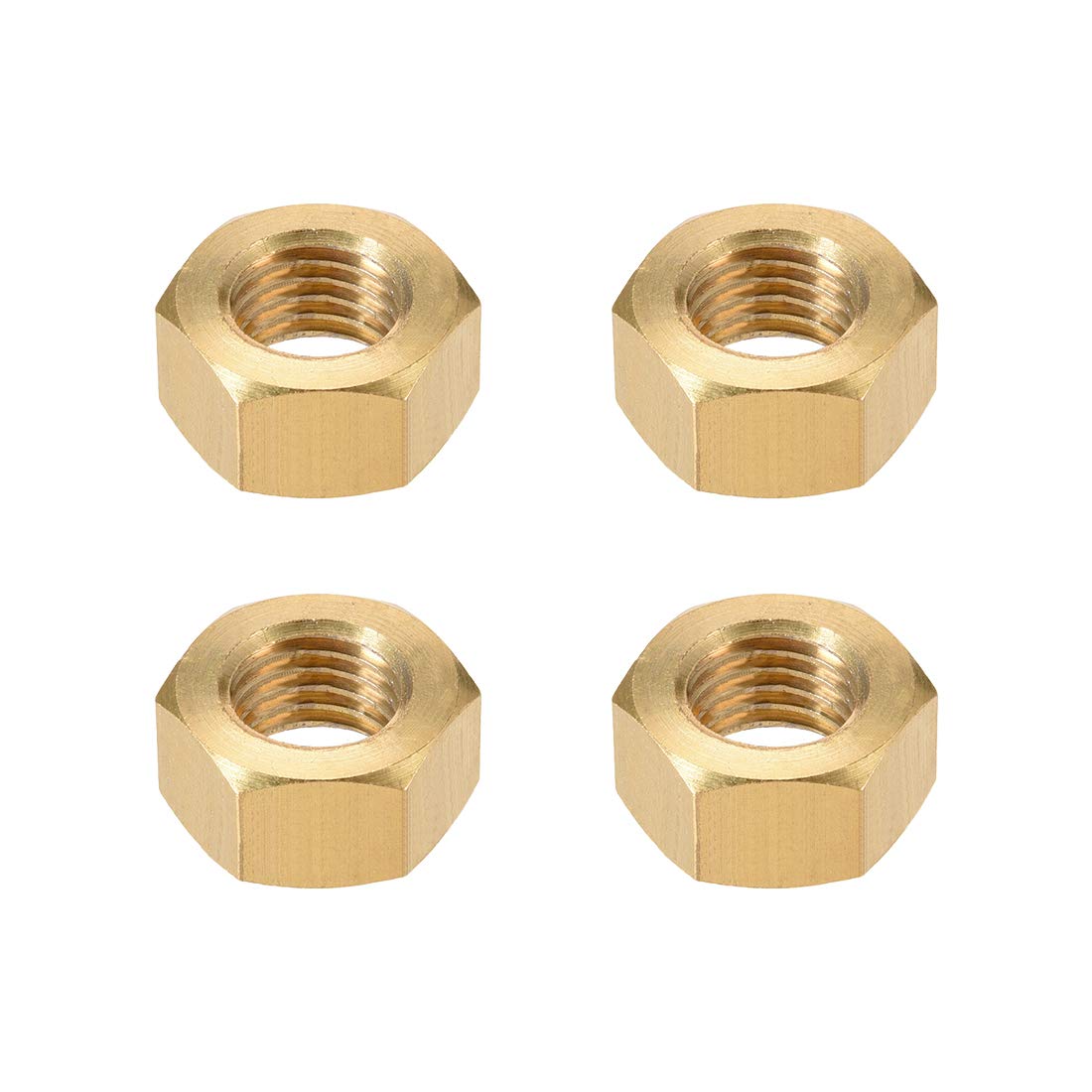 sourcing map Hex Nuts, M16x2mm Metric Coarse Thread Hexagon Nut, Brass, Pack of 4