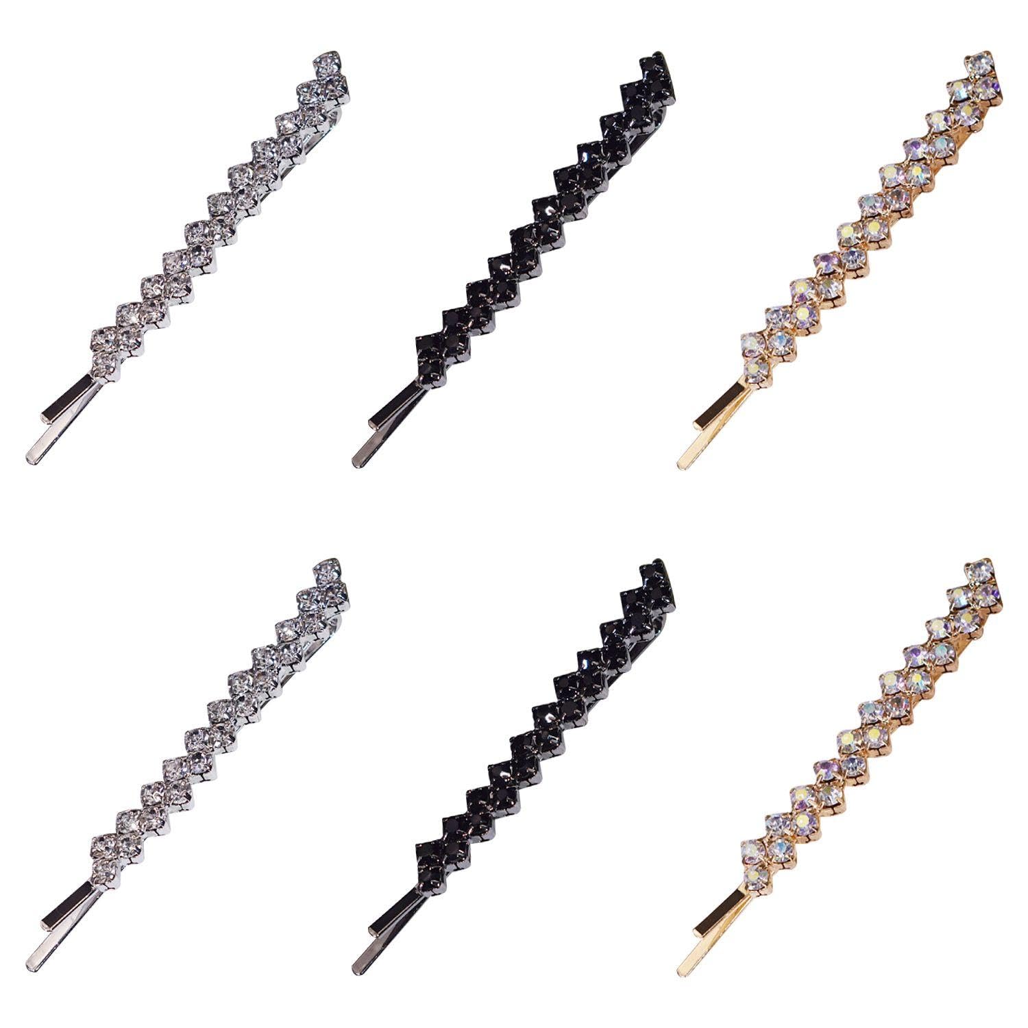 6 Pcs Sparkling Rhinestone Hair Clips, Metal Hair Clips, Hairstyle Decorative Hair Clips, Elegant Hair Clips For Women, Hair Accessories For Women