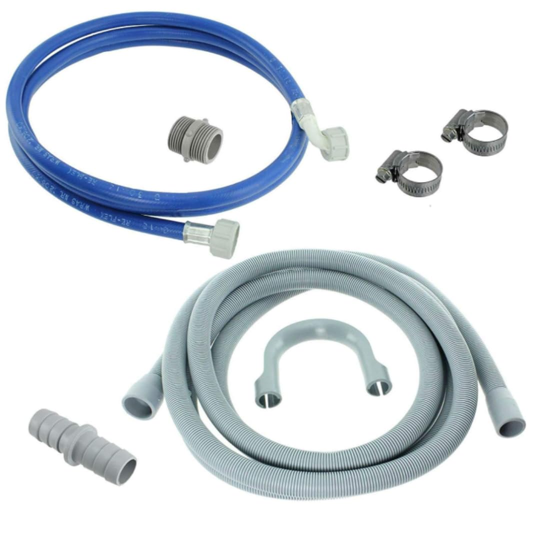 UTIZ Universal Cold Water Fill Long 2.5m Inlet Pipe + 2.5m Drain Hose Extension Kit
