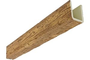EKENA MILLWORK Heritage Timber Salvaged Timber Faux Wood Beam, 3-Sided (U-Beam), 7 1/2"W x 7 1/2"H x 72"L, Warm Caramel Finish