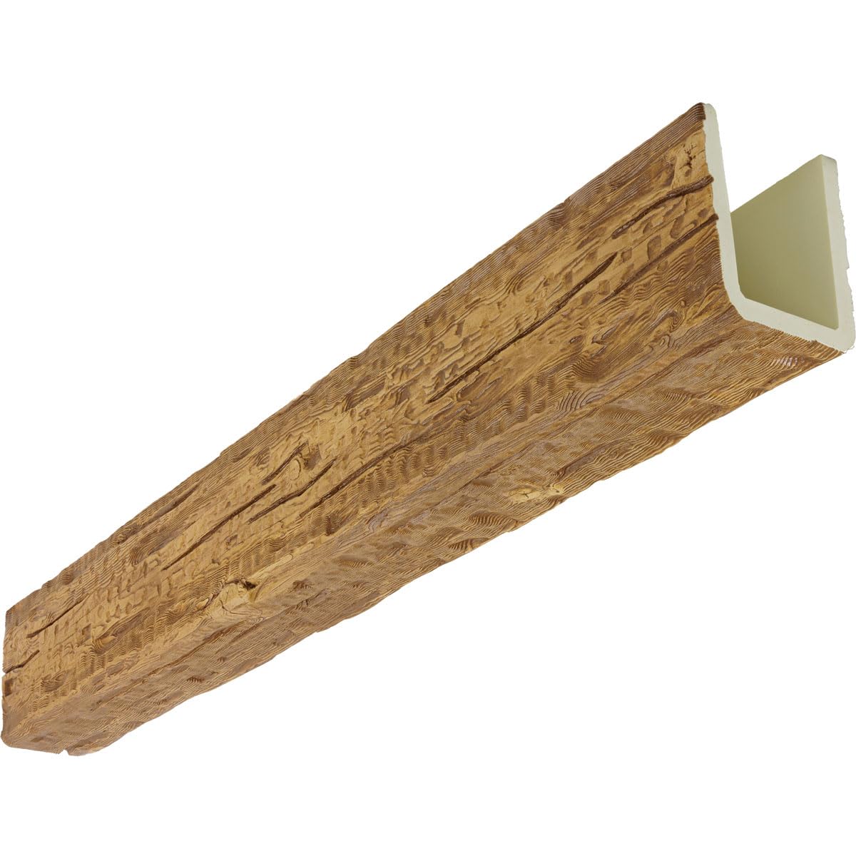 Photo 1 of Ekena Millwork 5 1/2"W x 7 1/2"H x 96"L 3-Sided (U-Beam) Salvaged Timber HeritageTimber Faux Wood Ceiling Beam, Warm Caramel