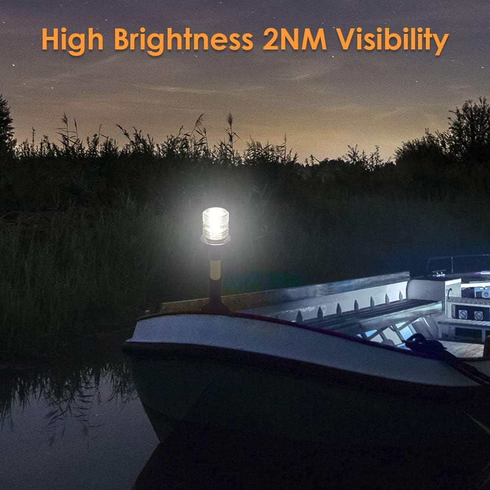 Acelane Marine All Round Fold Down Stern Light 9 Inch Anchor Light White LED Marine Boat Navigation Light 2NM IP66 Waterproof 360° 2NM Visibility for Fishing Boat Yacht Pontoon: Automotive