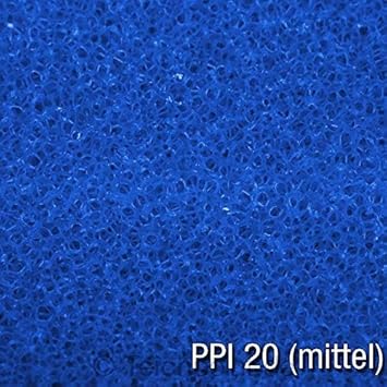 Filtermatte 50x50x3 cm PPI 10/20/30, Filtermaterial für Gartenteichfilter und Aquarienfilter geeignet (PPI 20 (mittel))