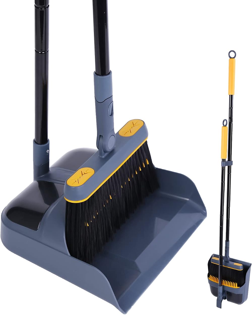 JEHONN Dustpan and Brush Set Long Handled 138CM 180° Swivel, Comb Teeth