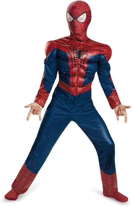 Amazon Com Disguise Marvel The Amazing Spider Man 2 Movie Spider Man Classic Muscle Boys Costume Medium 7 8 Toys Games