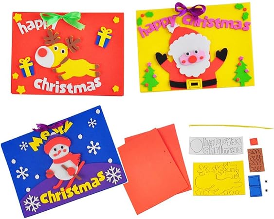 Toymytoy 3 Pcs Diy Fabrication De Cartes De Noel Diy Des Materiaux De Fabrication De Cartes Pour La Maternelle Salle De Classe Daycare Chambre D Enfant D Ecole Amazon Fr Cuisine Maison