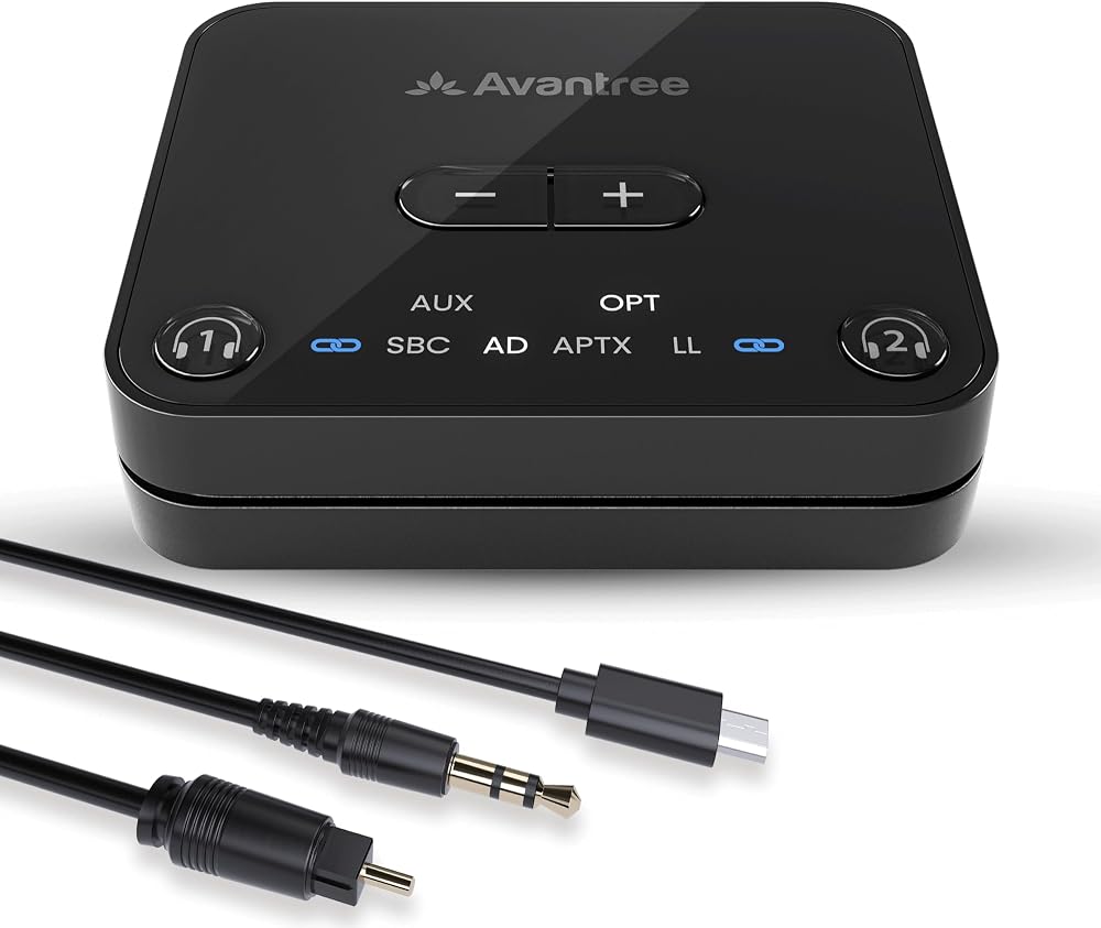 Avantree Audikast 3 Bluetooth 5.3 Transmitter for TV Optical AUX Dual Link 100ft
