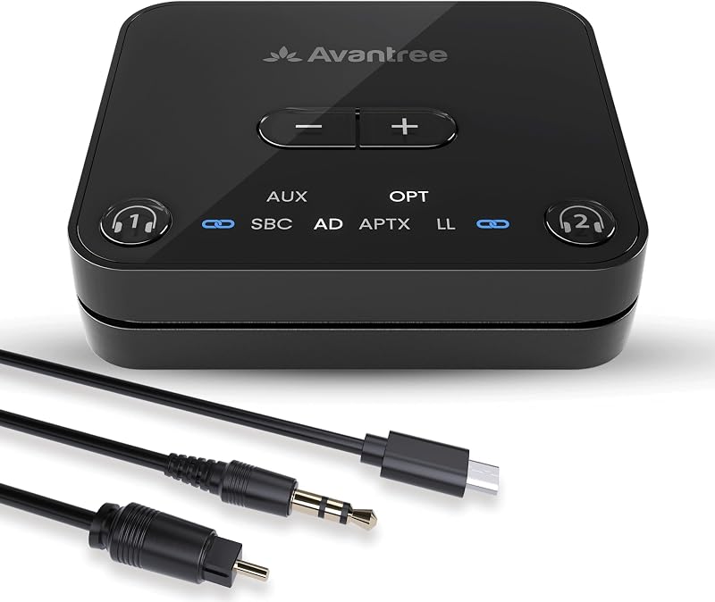 Avantree Audikast 3 Bluetooth 5.3 Transmitter for TV Optical AUX Dual Link 100ft