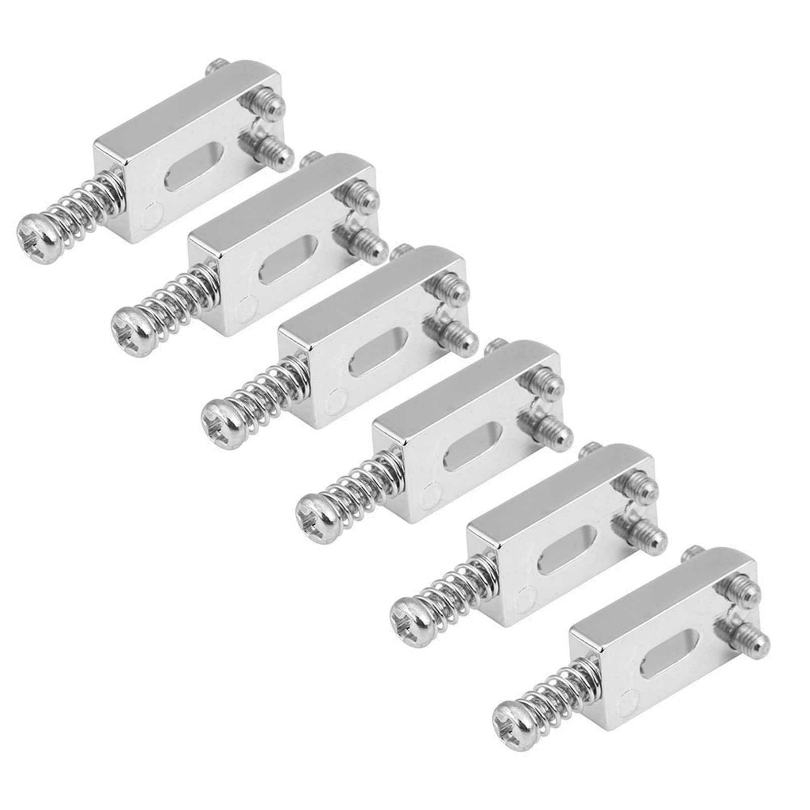 Guitar Bridge Saddle, 6Pcs Metal Tremolo Saddles with Wrench Guitar Accessory for Electric Guitar, for Guitar Lovers (Silver)