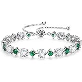 FANCIME Rhythm of Light Sterling Silver Tennis Bracelet Birthstone Bolo Tennis Bracelets for Women Fine Jewelry Birthday Gifts for Women