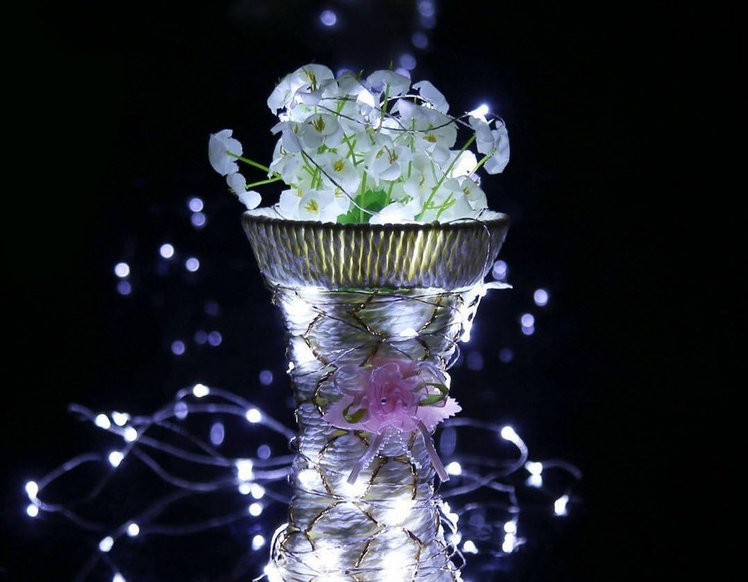 Timewanderer 5m/16.4Ft 50 Led String Starry Fairy Light AA Battery Operated Decorative Bright Micro Ultra Thin LED Lights on Silver Wire for Christmas DIY Decoration (White) - Image 4