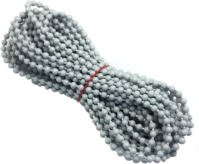FQTANJU 10 Yards Roller and Roman Shade Blind Beaded Chain Cord，Grey Plastic Roller