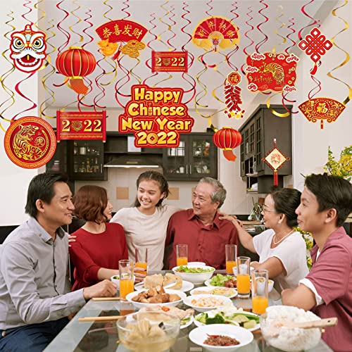 30 Pieces Happy Chinese New Year 2022 Hanging Swirls Decorations