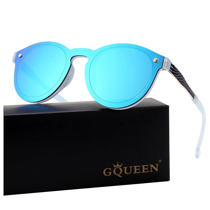 GQUEEN Futurista Sin Marco Redondas Gafas de Sol Protector Reflexivo Espejo Anteojos para Hombre Mujer https://amzn.to/2CSiYms