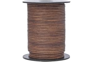 Xsotica-Dye Round Leather Cords -1.5mm Leather Cord Bracelets Necklace & Jewellery Making (Brown Antique Natural, 10 Meter (10 Yard))