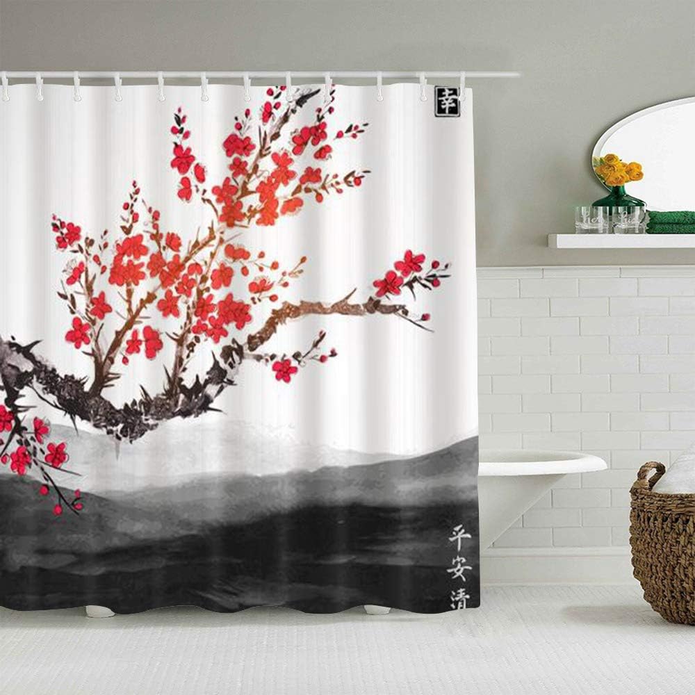 MIMUTI Decoration Shower Curtain,Oriental Asian Style
