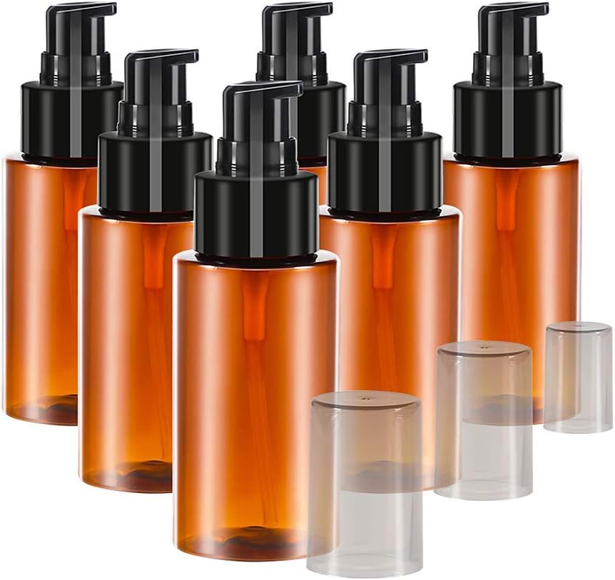 MEIYIN Emulsion Packing Storage Amber Bottles with Black Fine Mist Sprayer Refillable Dispenser Bottle with Pump