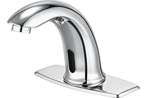 BANHAO Touchless Bathroom Sink Faucet Hands Free Automatic Motion Sensor Commercial Solid Brass Faucet with Deck Plate,1 Hole or 3 Hole,Chrome