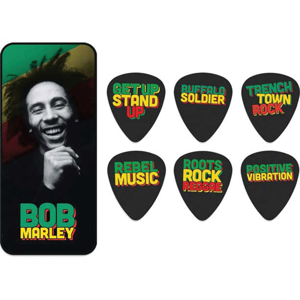 Jim Dunlop BOBPT07M Medium "Bob Marley Quote" Tin Pick (Pack of 6)