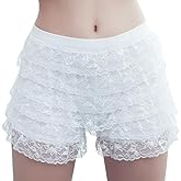 DRHOM Women Layered Ruffle Shorts Y2K Lolita Culottes Pettipants Slips Tiered Bloomers Under Shorts for Dress