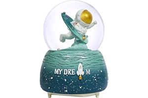 TNOIE Astronaut Snow Globes for Kids,80MM Musical Glitter Snow Globe to Take Children to Explore The Vast Starry Sky, Astronaut Toys Birthday Gifts for Boys and Girls, Space Decoration