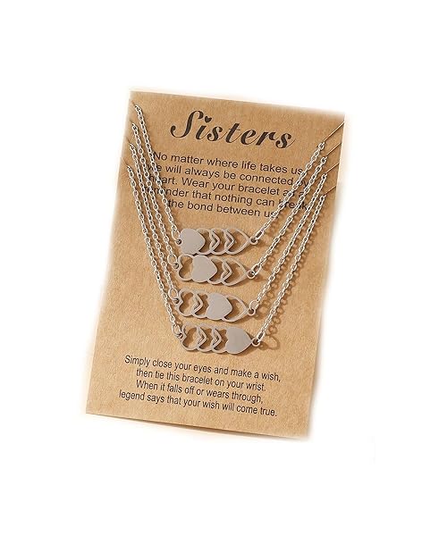 VGRDTW Heart BFF Necklace Set for Girls – 4P Heart Matching Necklaces Jewellery, Ideal Friendship Gift for Women & Best Friends