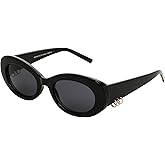 Betsey Johnson Women's Lucky Charm Oval Sunglasses, Black, 36 mm