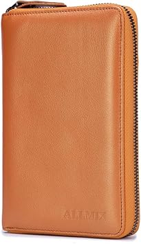 Amazon 通帳ケース 本革 じゃばら アコーディオン式 マルチケース スキミング防止 Rfid おしゃれ ギフト オレンジ Idカードホルダー