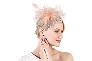 HIWIND Fascinators Hat Women Tea Party Headband Flower Cocktail Mesh Feathers Hair Clip Kentucky Derby Hat Wedding