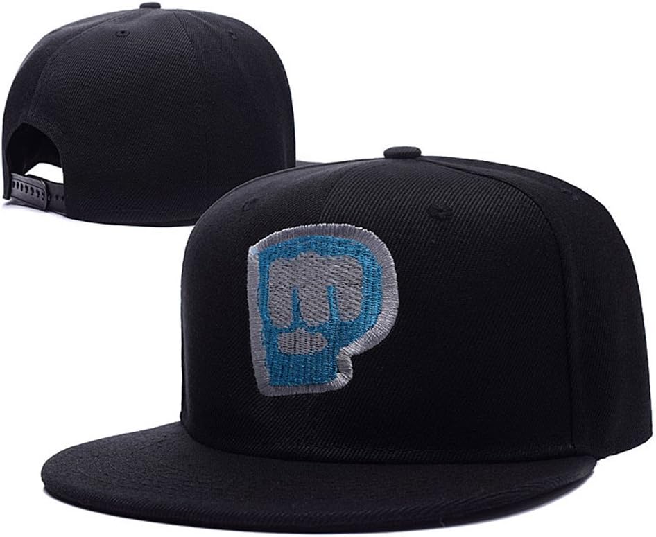 Pewdiepie Logo Adjustable Snapback Caps Embroidery Hats Black