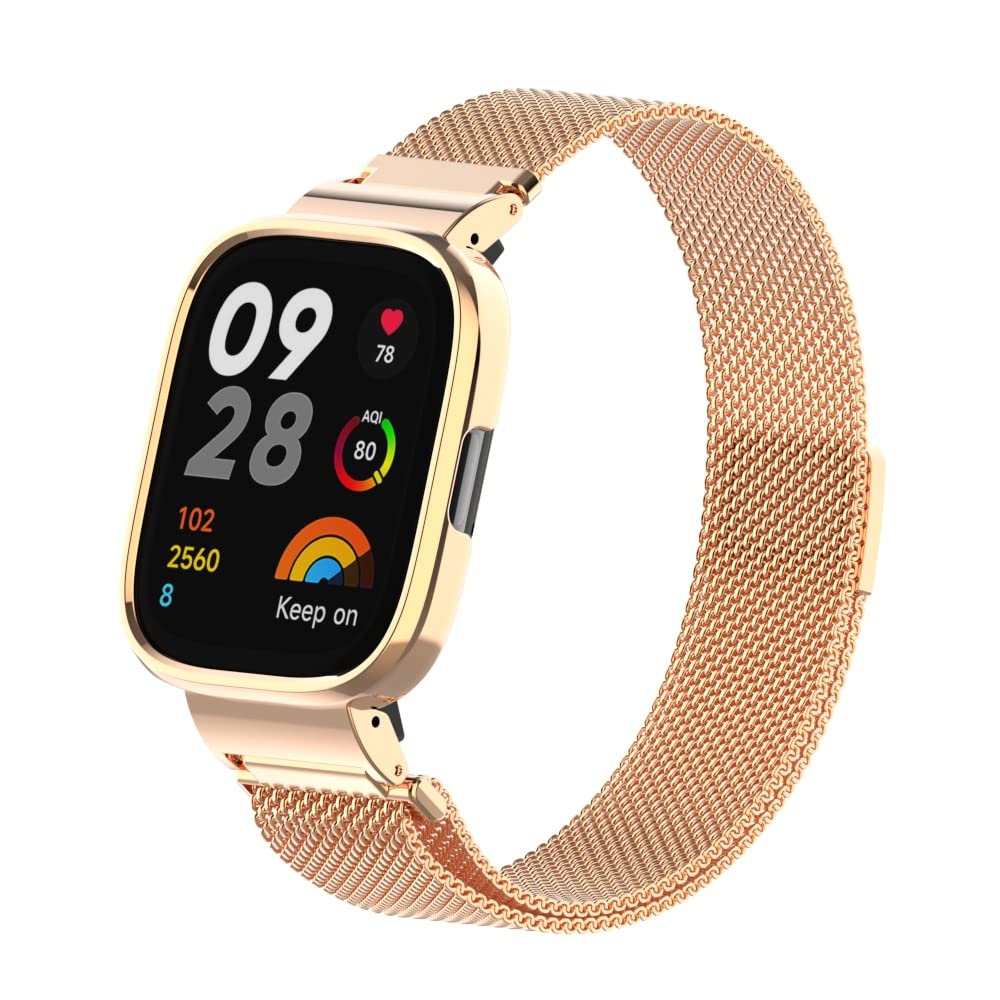 Compatible with Xiaomi Mi Watch Lite 3 Bracelet Redmi Watch 3, Metal Xiaomi Mi Watch Lite 3 Replacement Strap Waterproof Stainless Steel Replacement Wrist Strap Accessory Watch Strap for Redmi Watch 3